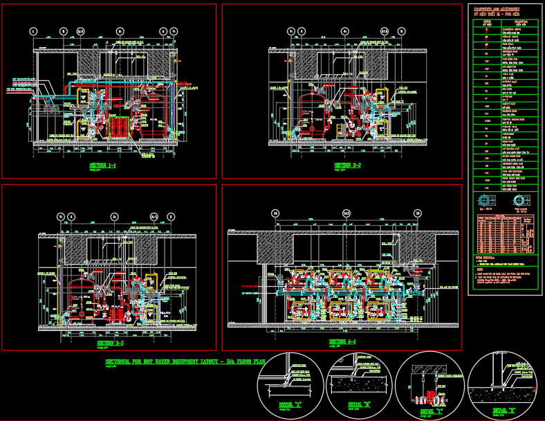 Shop drawing phòng bơm Cấp nước lạnh và nước nóng trung tâm