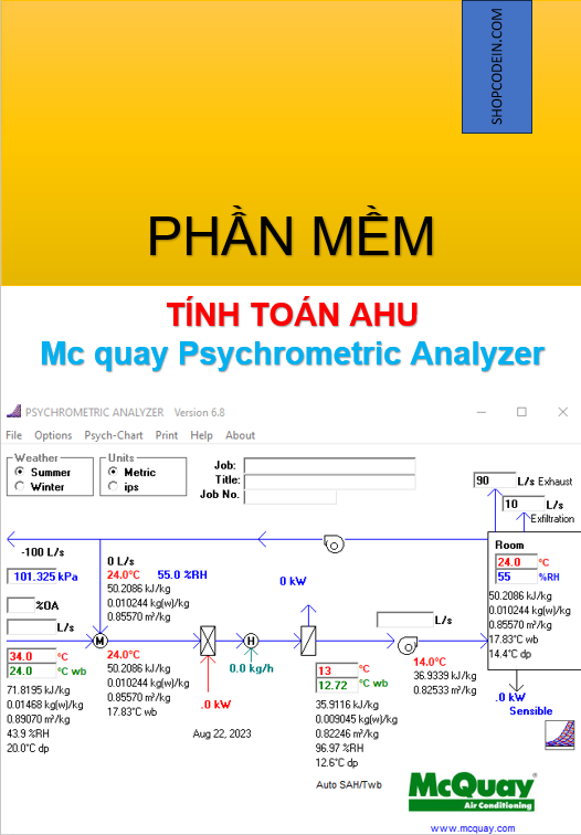 Phần mềm tính toán AHU | MC quay | Psychrometric Analyzer