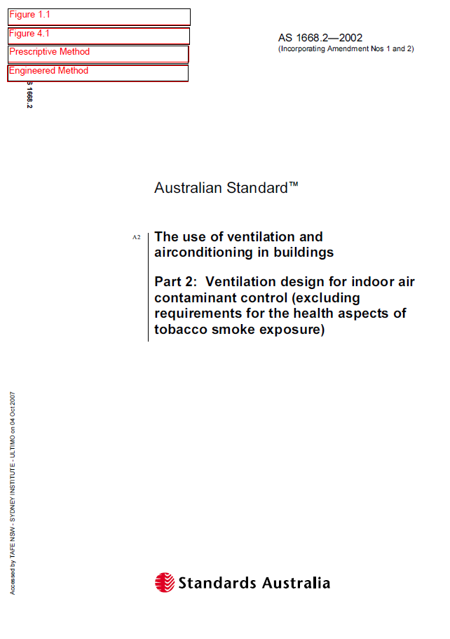 AS 1668-P2 | Ventilation design for indoor air