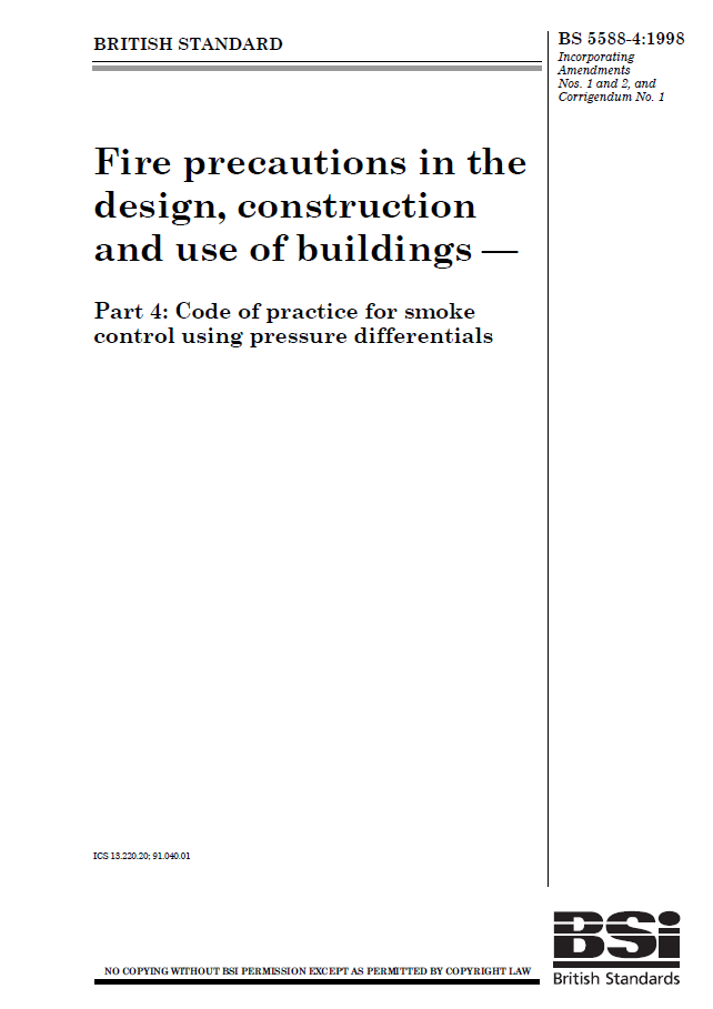 BS 5588-1998-P4 | Code of practice for smoke control using pressure differentials